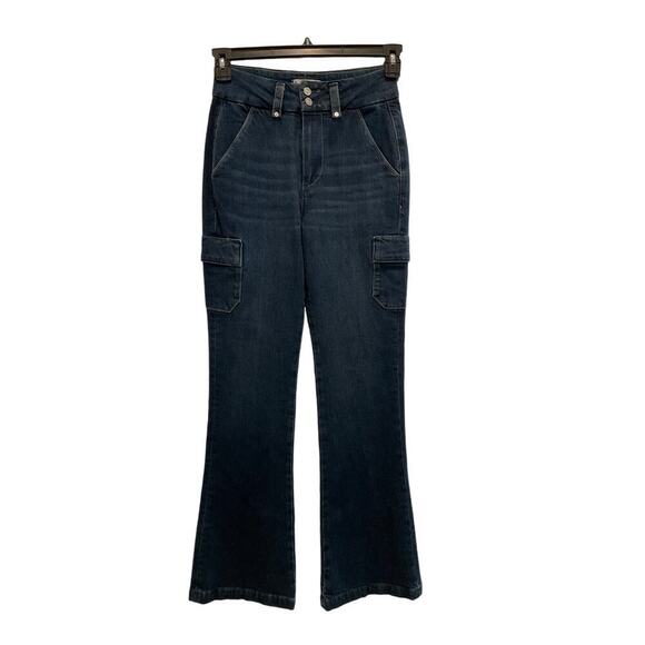 Paige Dion Cargo Trouser Flare Jeans dark was size 24 NEW - Picture 3 of 9
